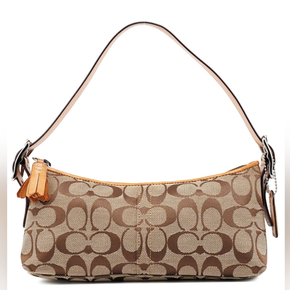 Coach Handbags - Coach Vintage Leather Canvas Women's Shoulder Hand Bag